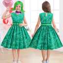 Girls Disgust Costume Dress Kids Green Fancy Dress up Halloween Carnival Party Cosplay Costume