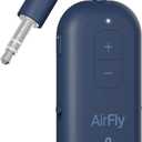 Twelve South AirFly Pro 2 Bluetooth 5.0 Transmitter/Receiver for TV/Airplane to 2 Wireless Headphones  Wireless Adapter for AirPods, Airplane, Car, Gym, Home, Use with Any 3.5 mm Audio Jack, Blue