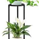 2 Tier Plant Stand Indoor Tall, Black Corner Tiered Round Plant Stand for Indoor Multiple Plants, Metal Flower Pot Stands Outdoor Holders Plant Shelf Display Rack for Balcony Living Room