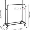 Laiensia Double Rods Garment Rack with Wheels, Clothing Rack for Hanging Clothes,4 Hooks, Multi-functional Bedroom Clothes Rack, Black
