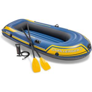 INTEX Challenger 2 Inflatable Boat Set: Includes Deluxe 48in Boat Oars and High-Output Pump