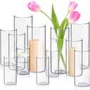 Cylinder Flower Vases 12PCS 10" 7.8" 6" Hurricane Candle Holders Pillar Votives Floating Candles Holder, Clear Glass Vase for Spring Easter Wedding Party Decorations (M+L+XL)