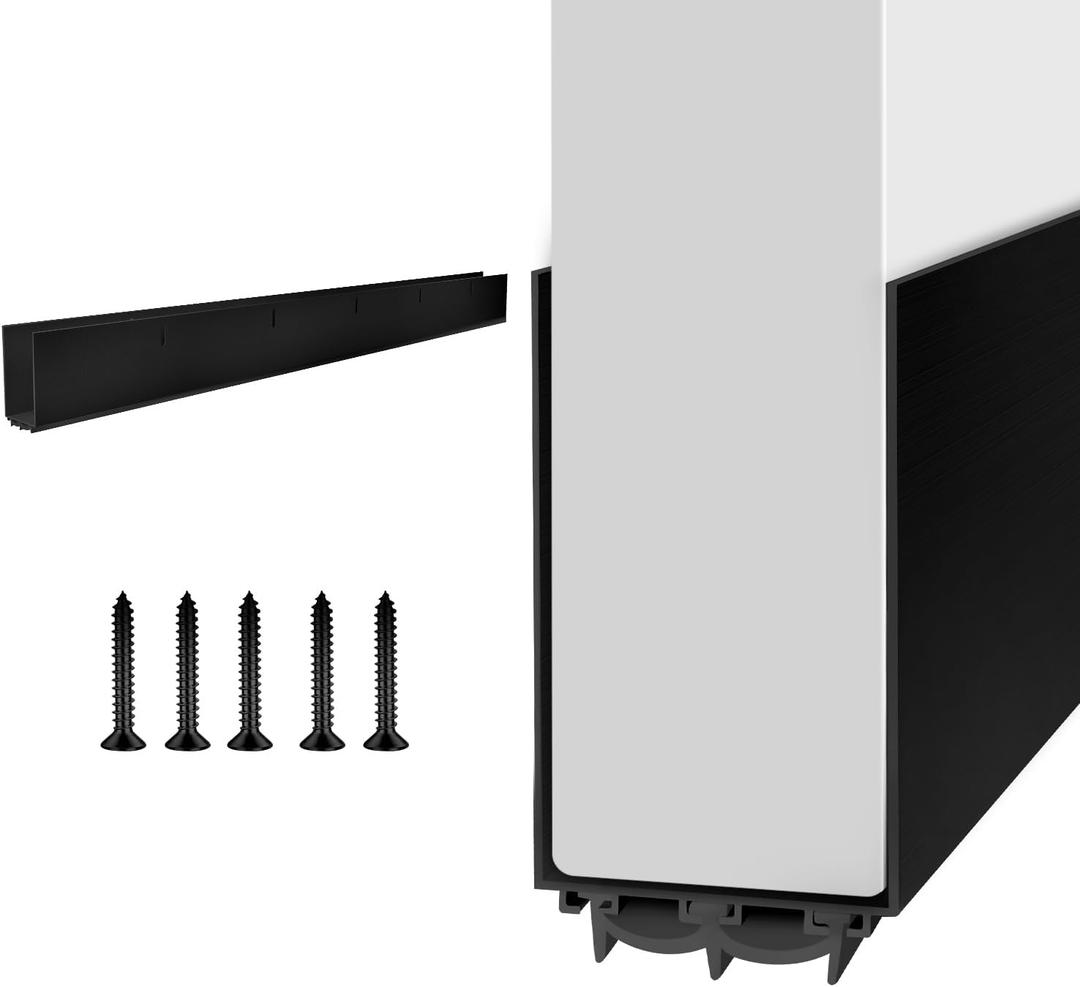 Door Draft Stoppers for Door, 39 Length Weather Stripping Door Seal, Strong Adhesive Door Sweep for Exterior and Interior Doors Black
