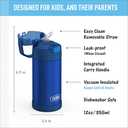 THERMOS FUNTAINER 12 Ounce Stainless Steel Vacuum Insulated Kids Straw Bottle, Blue (Navy)