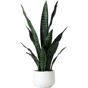 Beebel Artificial Snake Plant 22 Inch Fake Sansevieria Fake Agave Potted Plants Plastic Greenery for Home Garden Office Store Decoration 12 Leaves (Green)