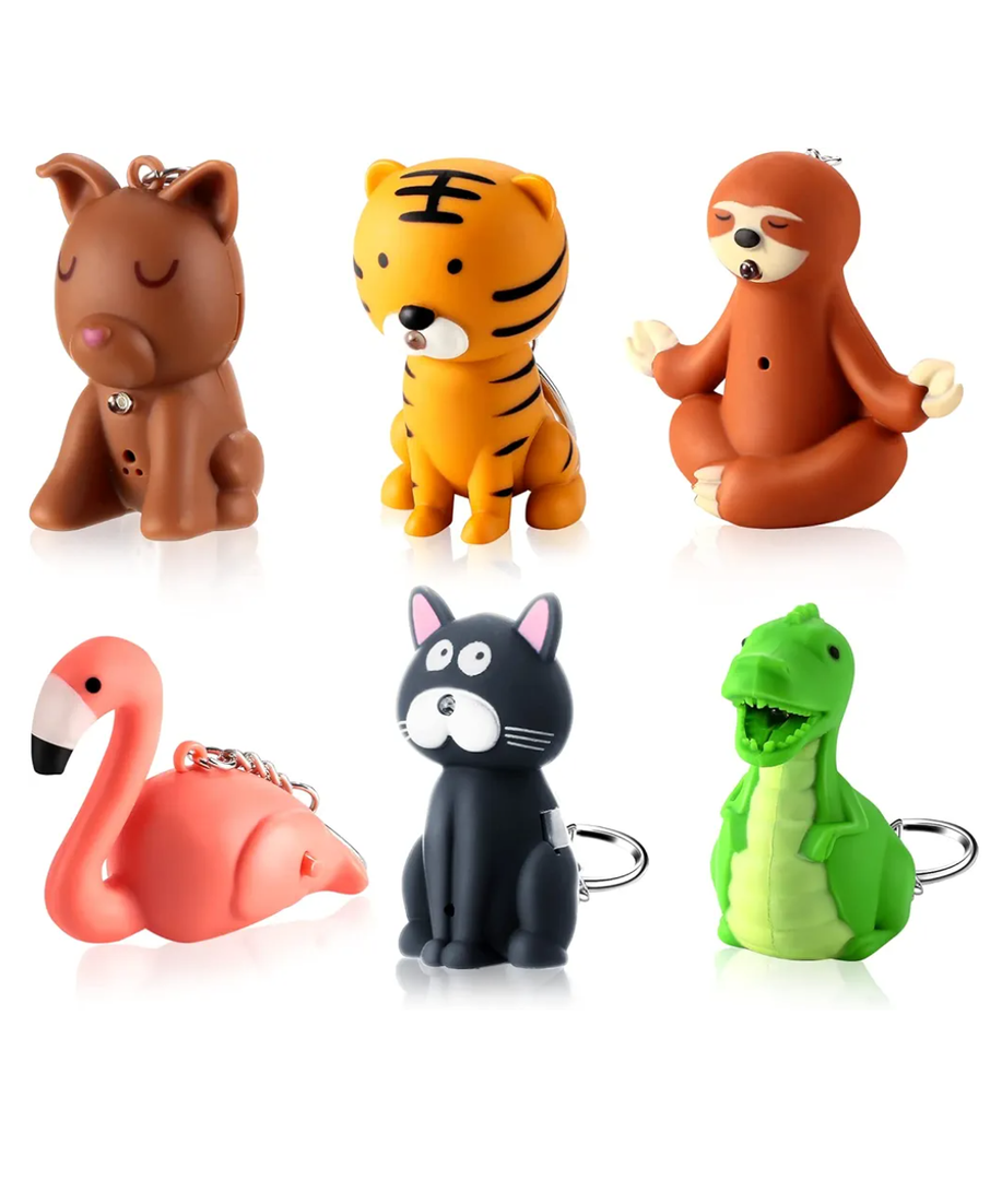 Kenning 6 Pieces Animal Flashlight Keychain Mini Pediatric Nurse Flashlight Badge Reel Pediatric Pen Lights Keychain for Nursing Staff Urgent Care