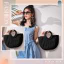 Frienda Straw Tote Bag Summer Beach Bag Handmade Straw Rattan Woven Handbag for Women Travel