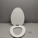 Mayfair Linden Slow Close Toilet Seat, Non Slip Heavy Duty Wood, Easy Install, Elongated, White