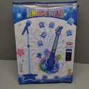 Guitar and Microphone Play Set for Boys New Upgrade,Karaoke Machine with Music&Light,Microphone Toys with Stand,Adjustable Height Guitar Toys for Kids,Toddlers,Child (blue)