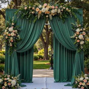10 ft x 10 ft Wrinkle Free Hunter Green Backdrop Curtain for Parties, Polyester Dark Green Photo Backdrop Drapes 2 Panels 5x10ft for Baby Shower Wedding Birthday Party Photography Curtains