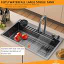 Waterfall kitchen sink 26X20" black Undermount Kitchen Sink with Pull-Out Faucet Stainless Steel Drop In Kitchen Sink Single Bowl with Accessories