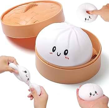 Dumpling Squishies Mystery Box, Squishies Dumpling Toys for Teens & Adults, Stretchy Squeeze Dough Ball, Sensory Stress Ball Squeeze Toys for Stress Relief 2 Pieces