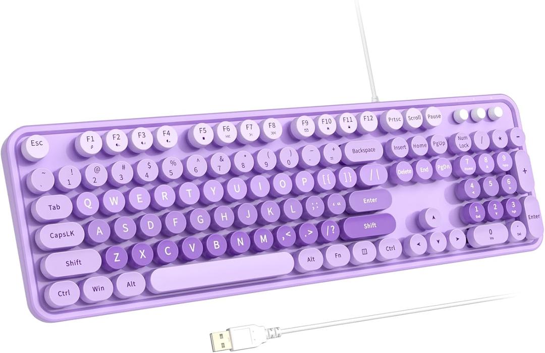 Large Print Keyboard, USB Wired Computer Keyboard, Full Size Keyboard with Number Pad for PC Laptop Desktop Windows 7 8 10 11 (Purple Colorful) Large Print Keyboard, USB Wired Computer Keyboard, Full Size Keyboard with Number Pad for PC Laptop Desktop Windows 7 8 10 11 (Purple Colorful)