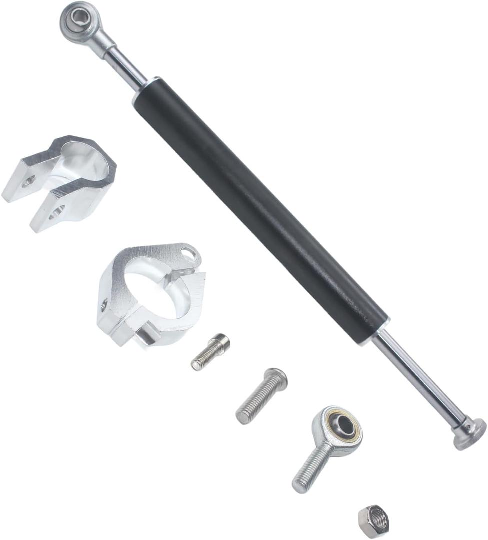 Motorcycle Steering Damper Adjustable Damper Universal Steering Stabilizer For Street Bike Safety Control Aluminum (Black, 13")
