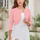Women's Long Sleeve Shrugs Lightweight Open Front Cropped Cardigan for Women, 13Y(Pink)