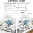 SNTD Dish Drying Rack, Expandable Dish Rack for Kitchen Counter, Stainless Steel Dish Drainer with Drainboard Set and Utensil Holder (White)
