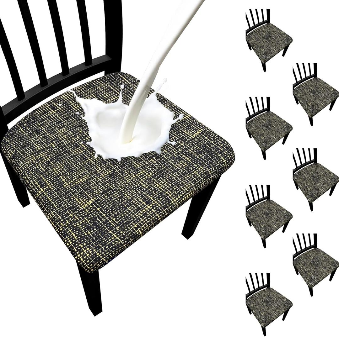 Waterproof Dining Chair Seat Covers Set of 8, Stretch Removable Dining Room Seat Covers for Dining Chairs, Kitchen, Hotel, Party