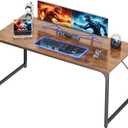 PRAISUN 55 X 24 Inch Computer Desk with Deeper Desktop, Gaming Office Writing Work Desk for Home Office, Study, Bedroom, Work from Home, Metal Frame, Rustic Brown, 55*23.6inch