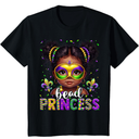 Mardi Gras Bead Princess Masked Bead Cute Black Girl Kid T-Shirt 3T