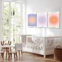 KISSFOX 3 Piece Canvas Wall Art Pink Orange Blue Wall Decor Aura Framed Art What You Think Feel Imagine Pictures Trendy Aesthetic Preppy Paintings For Apartment Dorm Women Girls Bedroom