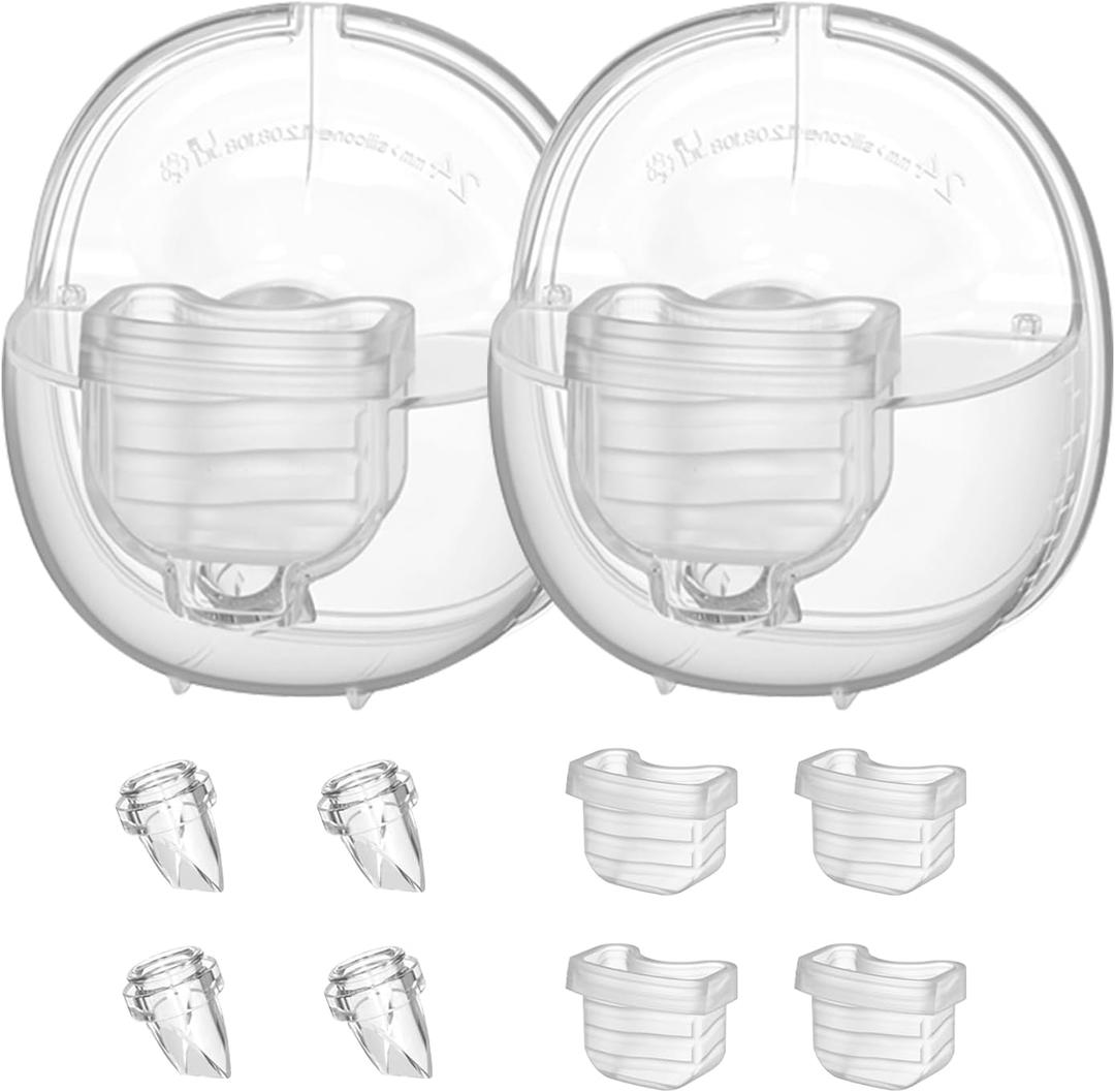 Wearable Breast Pump Accessories, Replacement Pump Parts Flange 24mm, Duckbill Valve, Silicone Diaphragm, Milk Collector Cup Compatible with MOMMED S18 S21, 2 Sets