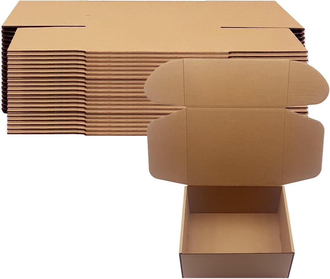 9x7x4 inch Shipping Boxes Pack of 25, Brown Corrugated Cardboard Box Mailer Boxes for Packaging Small Business ShippingRecyclable Moving Storage Mailing Boxes Bulk Book Literature Gift Giving