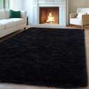 Mugorn 8x10 Area Rugs for Living Room, Large Fluffy Black Rugs for Bedroom, Soft Carpet Shag Kids Room Rug, Non-Slip Fuzzy Rugs Indoor (8ft x 10ft, Black)