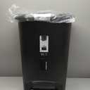 simplehuman 50 Liter / 13 Gallon Semi-Round Kitchen Step Trash Can with Secure Slide Lock, Black Plastic