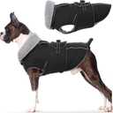 Lelepet Warm Dog Coat Reflective Dog Fleece Vest Waterproof Jacket Windproof Winter Cold Weather Coats with Adjustable Buckle Jackets for Dogs, Black, M