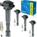 PHILTOP Ignition Coil Pack and Iridium Spark Plugs Fits for Honda 2010-2014 CR-V, 2008-2012 Accord 2.4L, 2012-2015 Civic 2.4L, 2012-2015 Crosstour 2.4L, Acura 2013-2015 ILX 2.4L, 4PCS UF602