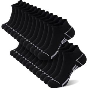 12 Pairs Mens Ankle Socks Athletic Casual Low Cut Short Socks for Men With Tab Shoes Size 6-12 (Black)