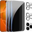 PEHAEL 3+3Pack for iPhone 16 Pro Max Privacy Screen Protector with Camera Lens Protector Full Coverage Anti-Spy Tempered Glass Film 9H Hardness Easy Installation Bubble Free [6.9 inch]