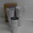 Chumia 12 Pcs Galvanized Flower Bucket 9 Inch Metal Vase Farmhouse Rustic French Flower Bucket with Handles for Home Floral Centerpiece Container Wedding Table Decor(Matte Silver)