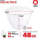 Stock Your Home Plastic Bowls with Lids (50 Count) 48 Oz. Disposable To-Go Containers Large Airtight Bowls for Dinner or On-the-Go Meals