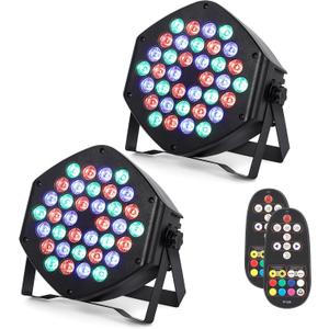 Rechargeable Par Lights 36 RGB Stage Lights, Wireless Dj Uplights Battery Powered Uplighting Sound Activated DMX Control for Wedding Dj Disco Show(2 Pack)