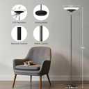 SIBRILLE Torchiere Floor Lamp - 72" Tall LED Standing Lamp with Remote/Button Control, 1800Lm, 3000-6500K, 30W Dimmable Modern Corner Floor Light for Living Room Bedroom Office Apartment, Black
