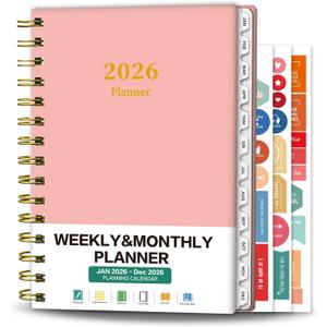 Ymumuda Academic Planner 2026, Daily Weekly and Monthly Calendar Planner (Jan. 2026-Dec. 2026),8.4"6.3", Hardcover Notebook Teacher Supplies, Premium Thick Paper, Planners for School Work Office