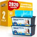 Diaper Pail Refill Bags 30 Bags Per RefillCompatible with Genie Easy Roll Signature Diaper Pails Holds Up to 2820 Newborn Diapers 7 Layer Odor Barrier Technology 2PACK (60 Bags)