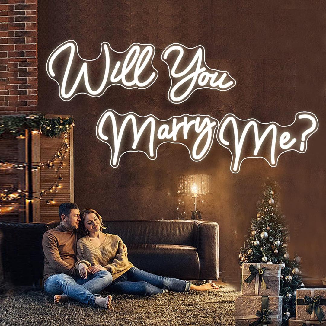 Super Large Neon Signs Will You Marry Me for Wedding Proposal Marry Me Sign Led Neon Light Sign Decor for Engagement Birthday Party Bar Bedroom Wall Art for Wife 80.1X12.4INCH