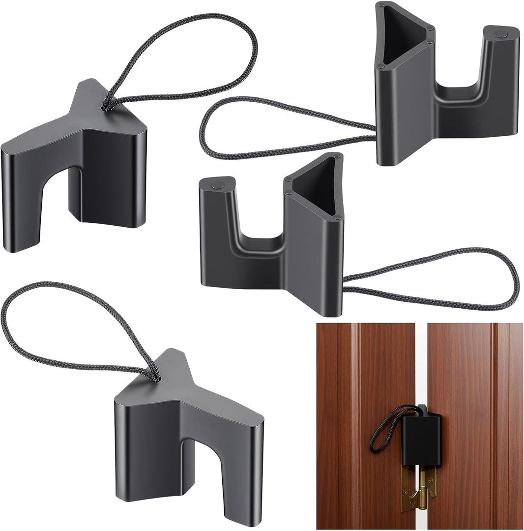 AceOrbit 4 Pcs Over The Hinge Door Stopper Plastic Residential Door Holder for Office School Home Commercial Use Hospitals Hotels, Safe and Anti Pinch Design, Can Fix Tension Hinged Doors