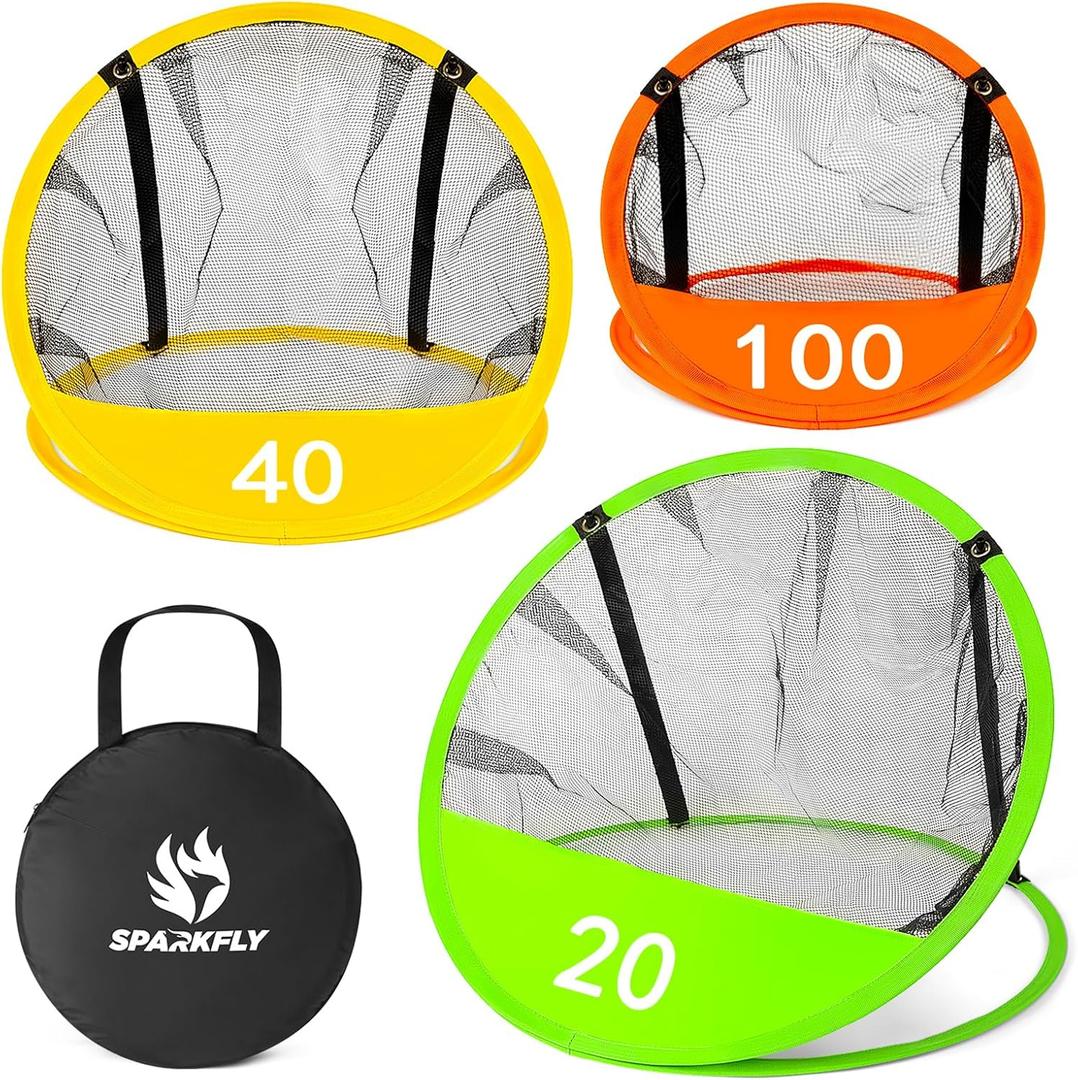 Golf Chipping Net Pop-Up Practice Nets with 3 Targets for Indoor Outdoor Backyard Golf Training Game