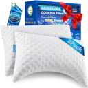 Side Sleeper Pillows for Neck & Shoulder Comfort - Ergonomic Curved Crescent Design, Adjustable Shredded Memory Foam, Cooling & Soft Cover, Extra Fill Included, Queen Size Pillows Set of 2