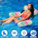 Lunmon Inflatable Pool Floats Adult Heavy Duty Aloha Floating Lounge Chairs Portable Blow up Fabric Pool Noodles Adjustable Tropical Pattern Water Hammock for Summer Beach Lake Party Fun(Pink)