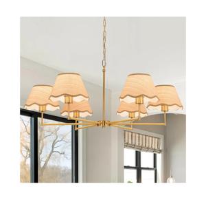 KUSSCO 6Light Boho Rattan Chandelier 39″ Rattan Pendant Light with HandWoven Shade Adjustable Height Vintage Dining Room Chandelier for Kitchen Island Living Room Bedroom Foyer E26 Base