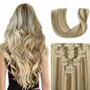 Clip in Hair Extensions Real Human Hair 18Inch 8pcs 100g Seamless Balayage Blonde Hair Extensions Clip Ins Double Weft Light Blonde Highlight Golden Blonde Invisible Straight Remy Human Hair for Women