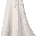 Women's Linen Wrap Skirt Casual Maxi Skirt Vintage A line Linen Skirt (White, M)