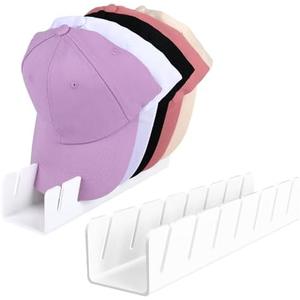 Baseball Cap Organizer and Hat Holder - 2 Pack Clear Acrylic Hat Stand, No Install Storage Display for 14 Caps, Space Saving Rack for Closet, Dresser,Bedroom,Man Cave (2 pack white), Set of 2 Baseball Cap Organizer and Hat Holder - 2 Pack Clear Acrylic Hat Stand, No Install Storage Display for 14 Caps, Space Saving Rack for Closet, Dresser,Bedroom,Man Cave (2 pack white), Set of 2