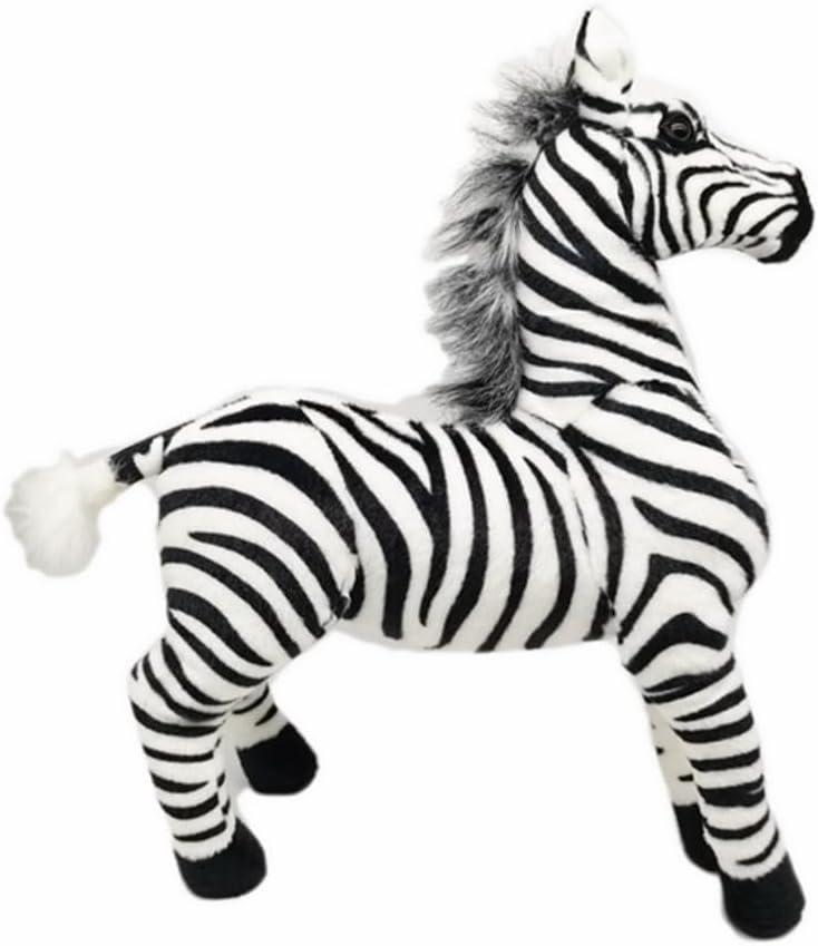 20" Inch Stand Realistic Plush Zebra Horse Toy, Soft and Cuddly Stuffed Animal, Great Gift for Kids and Adults (M)