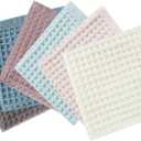 vfaejll 6 Pack Waffle Weave Dish Cloths, 13x13 Inch 100% Cotton Kitchen Towels for Washing Dishes - Super Absorbent, Quick Drying Dish Rags (Mixed Colors)
