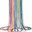 ZZYFGH 33'' 7mm Metallic Colors Bead Necklace Bulk, Mardi Gras Round Beaded Necklaces for Party Favors Costume Necklace (12 Pcs)